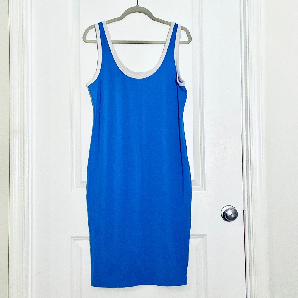 Blue Forever 21 Plus Bodycon Dress w/ White Trim